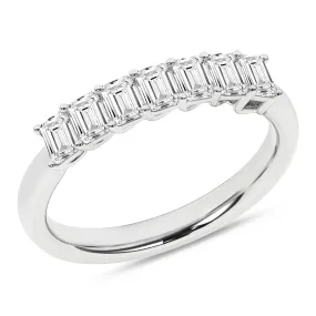 14K White Gold Lab Grown 7 Stone Emerald Cut Diamond Band