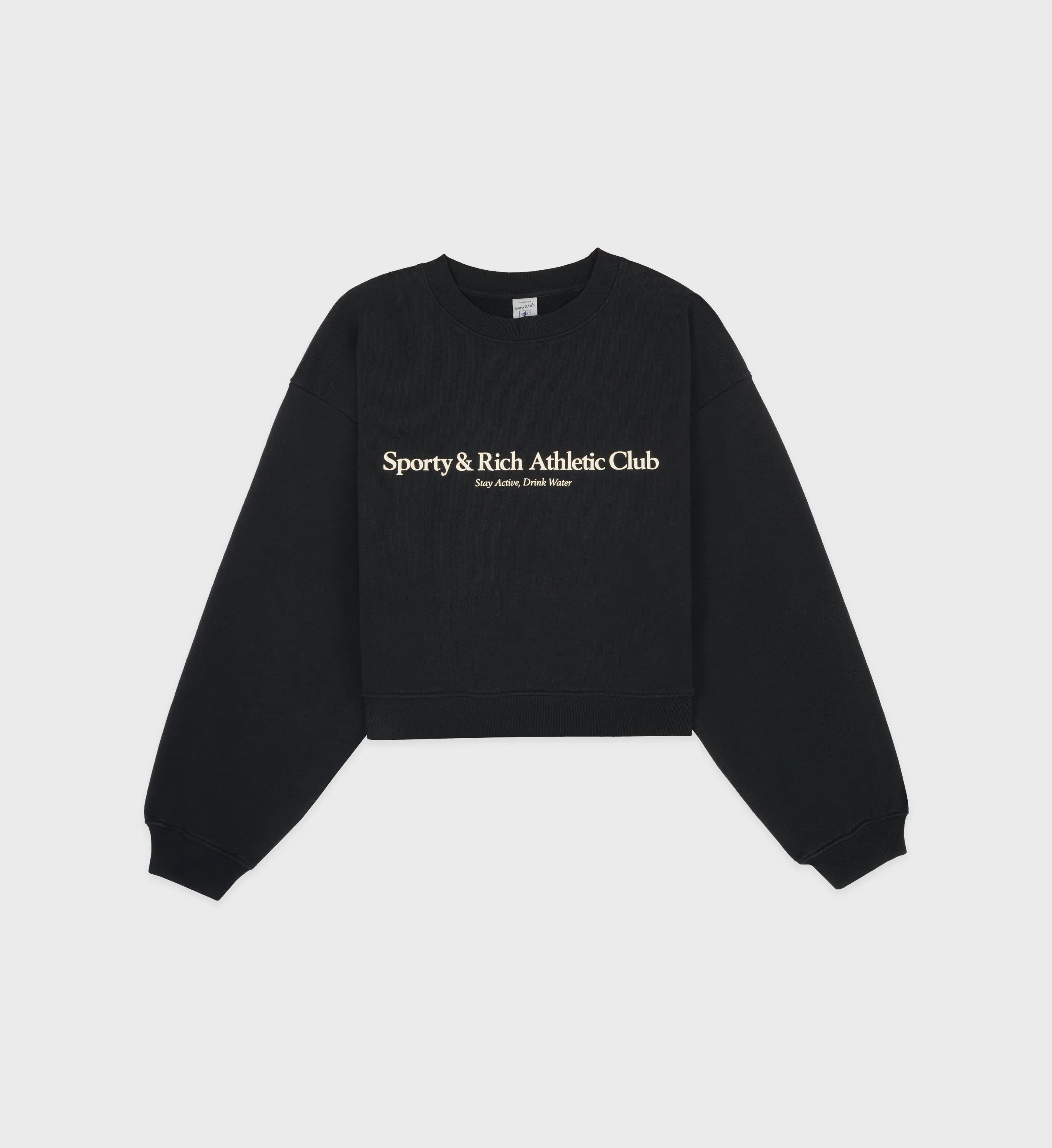 Athletic Club Cropped Crewneck - Black/Cream