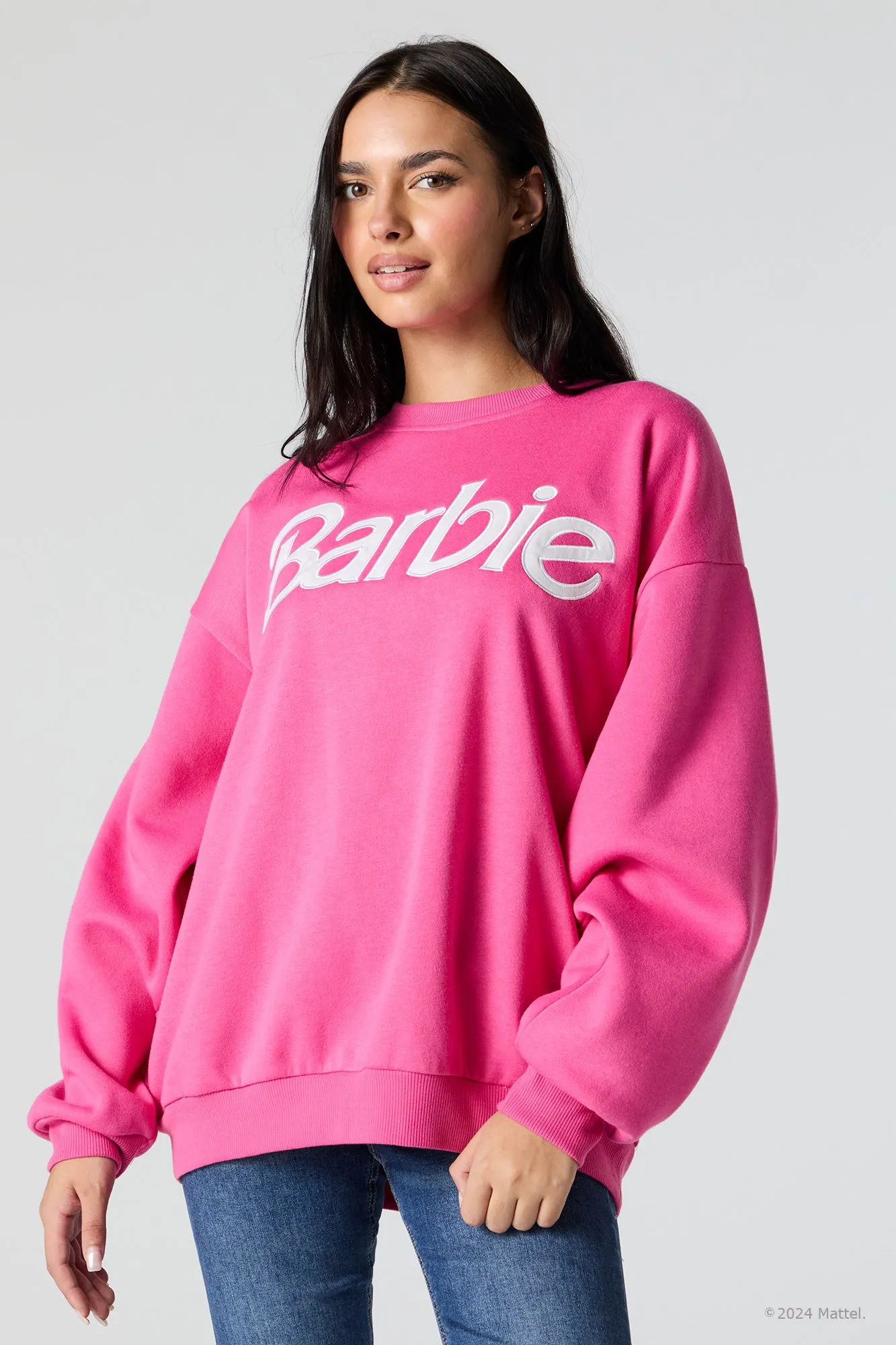 Barbie™ Embroidered Pink Fleece Sweatshirt