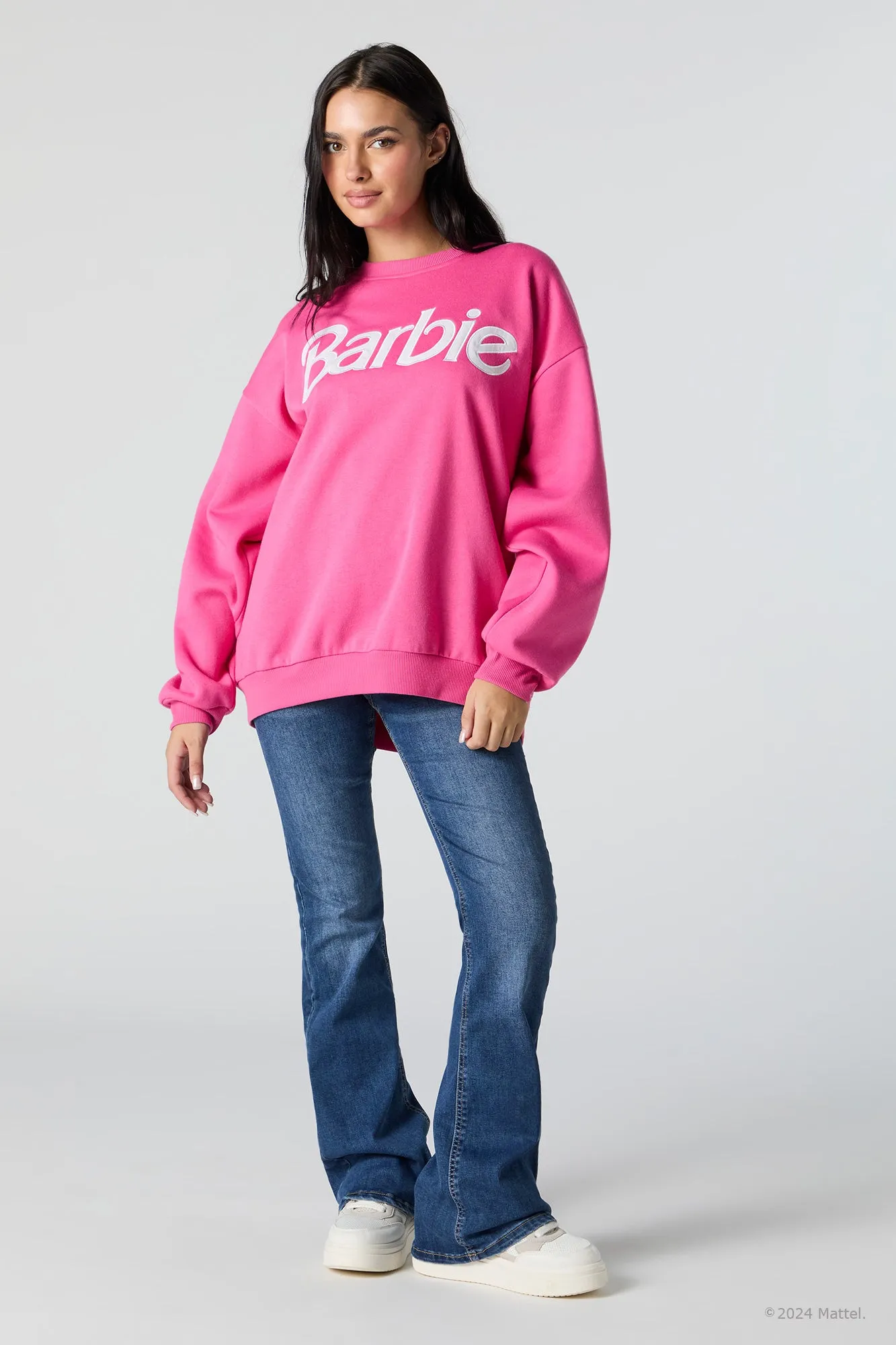 Barbie™ Embroidered Pink Fleece Sweatshirt