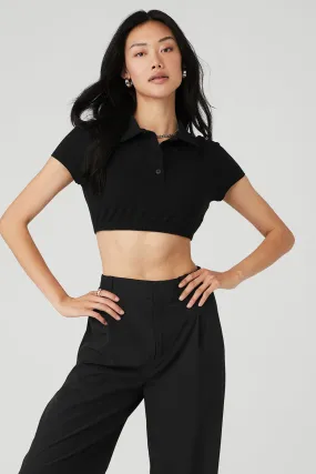 Cropped Prestige Polo - Black