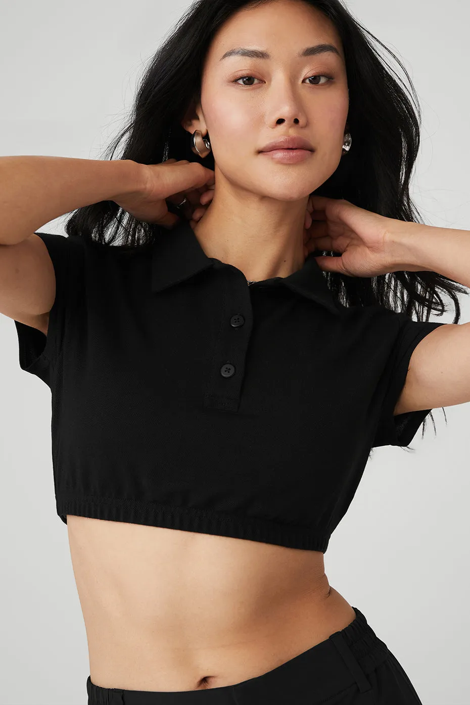 Cropped Prestige Polo - Black