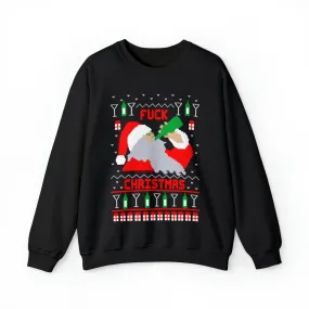 F Christmas Drunk Santa Crewneck Sweatshirt