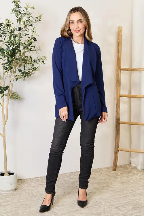 Full Size Statement Neck Open Front Blazer