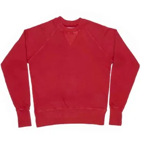 GARMENT DYED ORGANIC COTTON CREWNECK SWEATSHIRT - RED