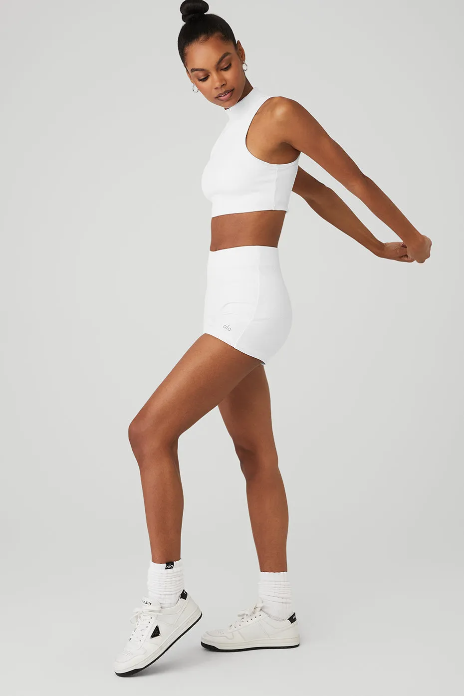 Goddess Rib Cropped Dynamite Tank & Goddess Ribbed High-Waist Hot Short Set