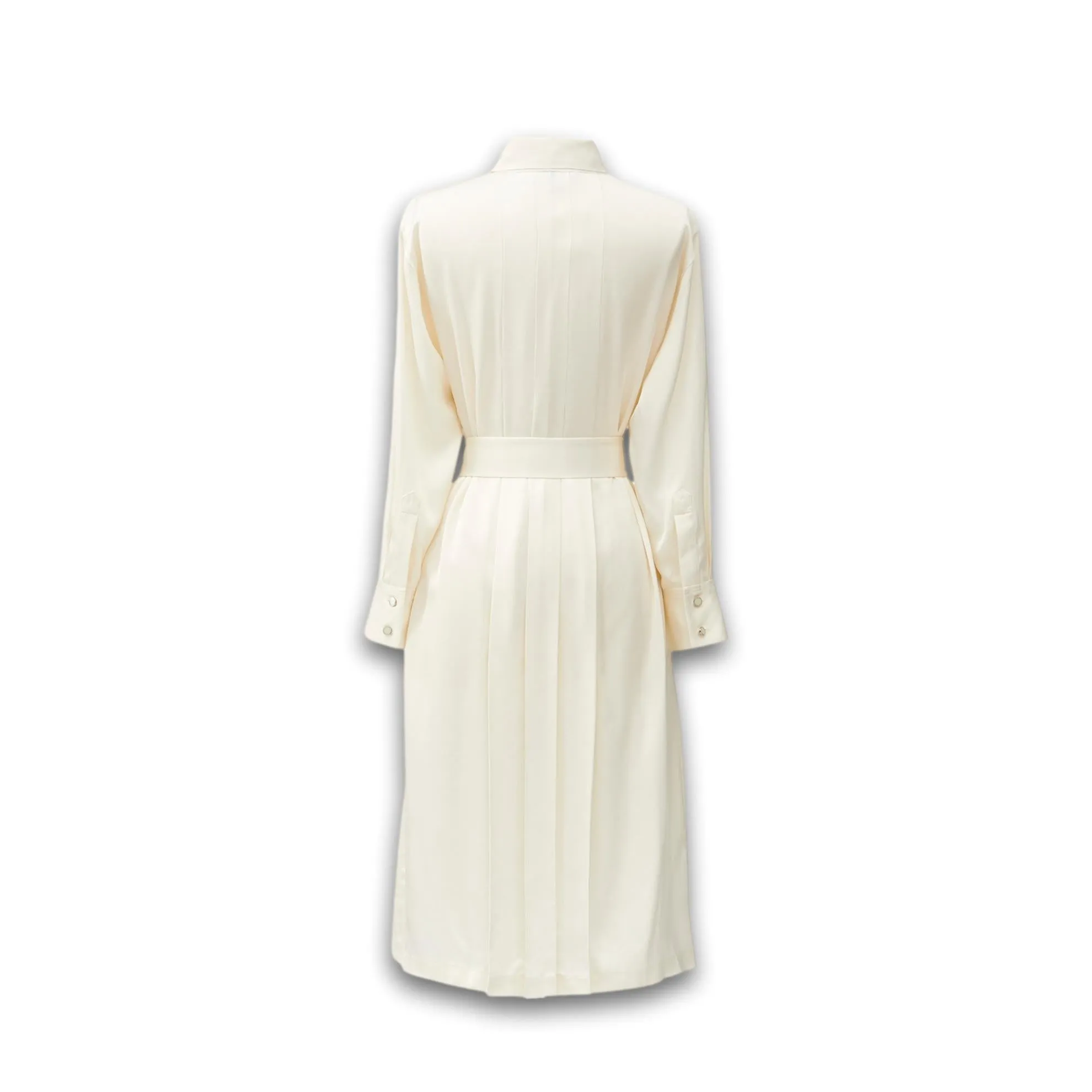 J. Peterman Women's Classic Fit Long Sleeve Pleated Shirtdress - Ivory