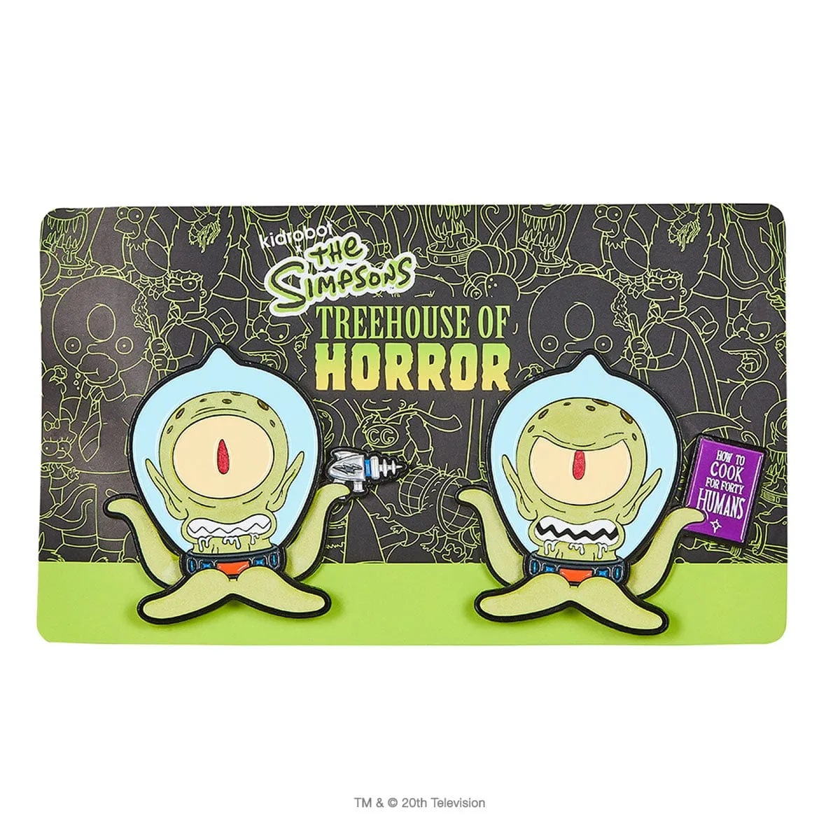 Kang & Kodos GID Mini Figure   GID Pin Set Simpsons Kidrobot IamRetro Exclusive