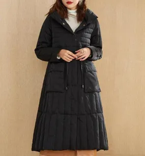 Loose Long Winter Puffer Coat Duck Down Jacket Hooded Down Jacket Women Coat 2002