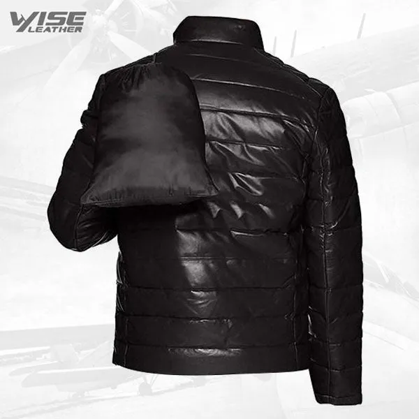 Men’s Leather Packable Down Filled Puffer Jacket