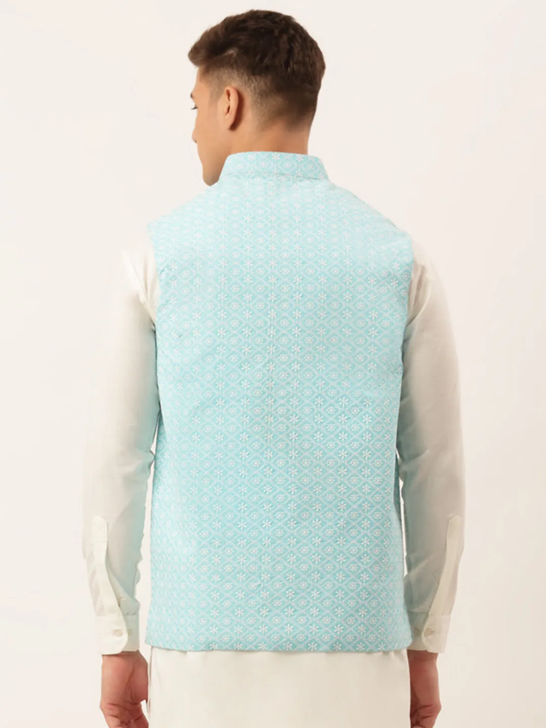 Men's Sky Embroidered Nehru Jackets