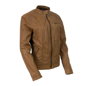 Milwaukee Leather Vintage SFL2811 Women's Cognac Zipper Front Motorcycle Casual Fashion Leather Jacket