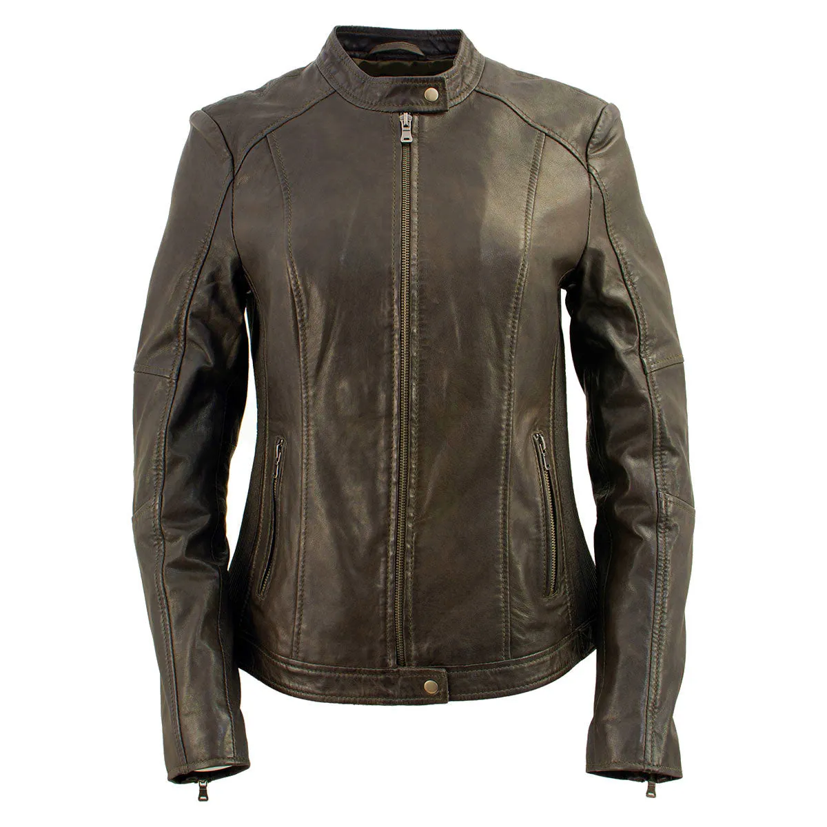 Milwaukee Leather Vintage SFL2813 Women's Brown Leather Moto Style Fashion Jacket