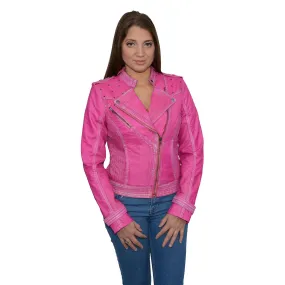 Milwaukee Leather Women's Maiden Pink Premium Sheepskin Motorcycle