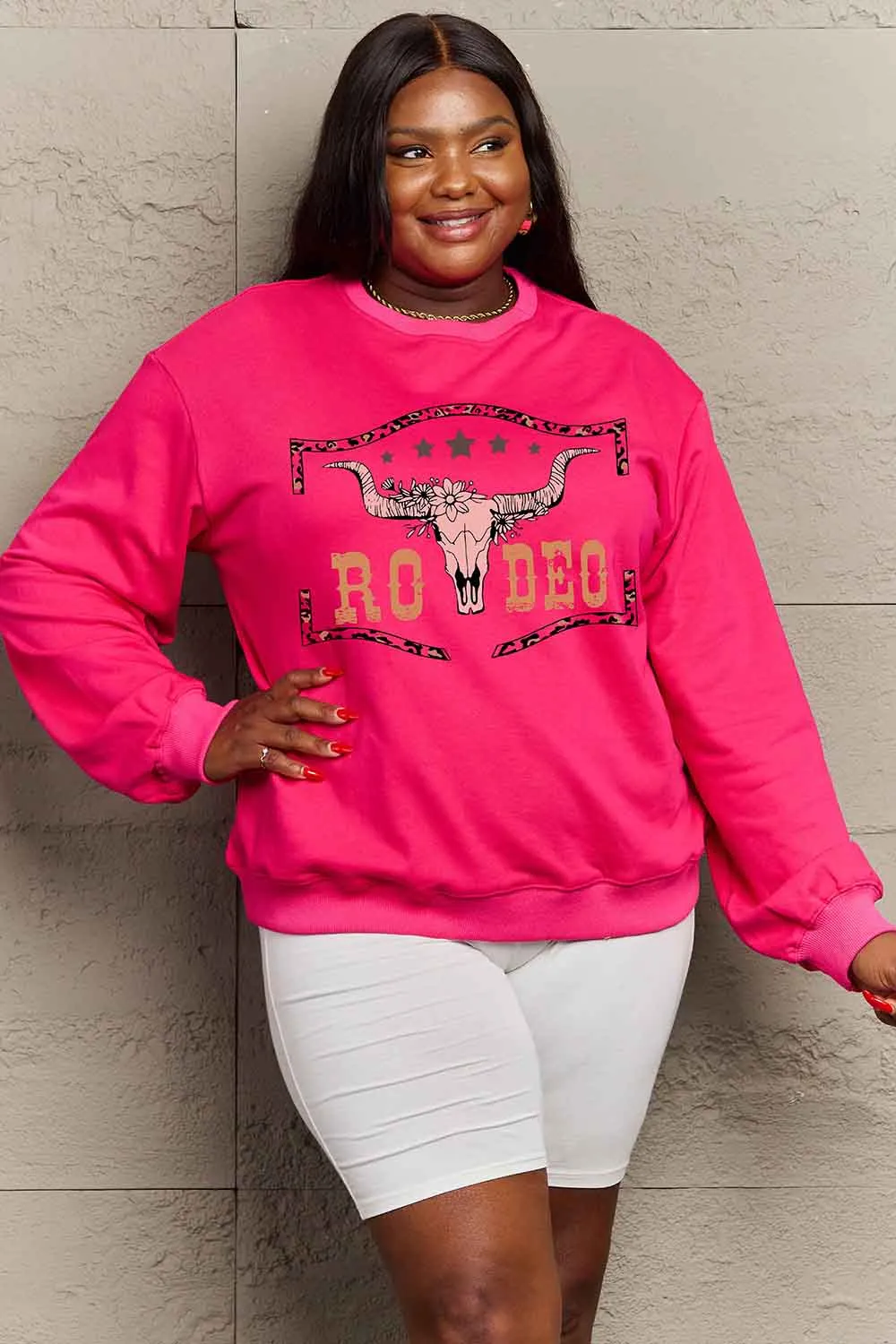 Round Neck Dropped Shoulder RODEO Graphic Sweatshirt