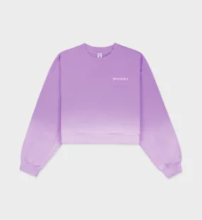 Serif Logo Cropped Crewneck - Dip Dye Purple/White