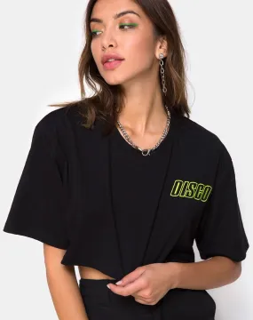 Super Cropped Black Tee in Disco Embro