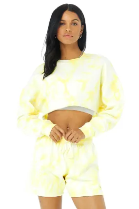 Tie-Dye Extreme Crop Crew Neck - Buttercup/White Tie-Dye