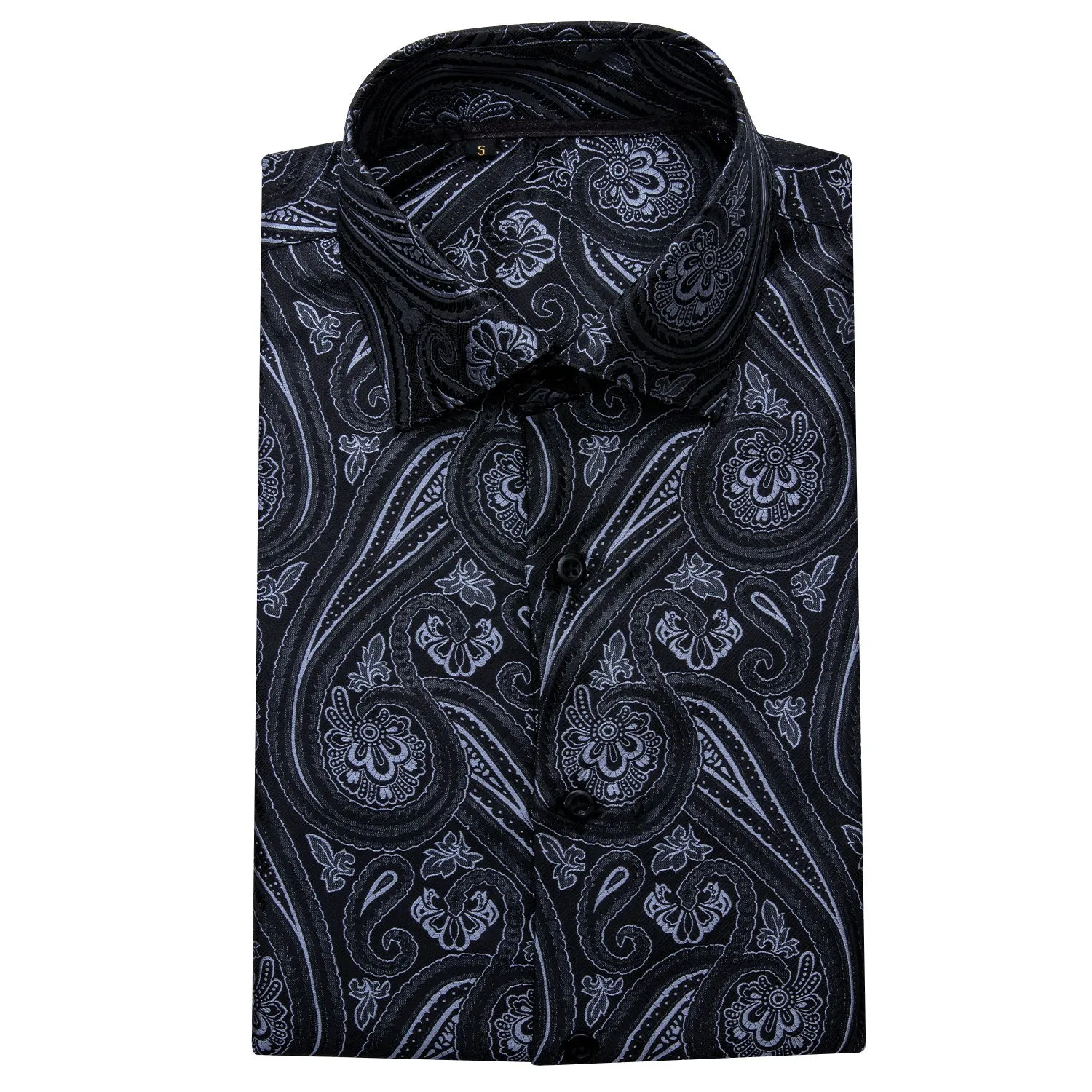 Ties2you Classic Black White Paisley Silk Men's Shirt