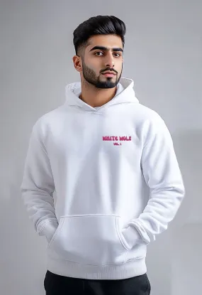 Unisex White Wolf Premium Fleece- Hoodie (White)