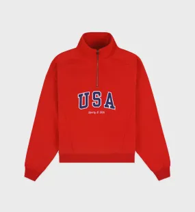 USA Quarter Zip - Sports Red/Navy/White