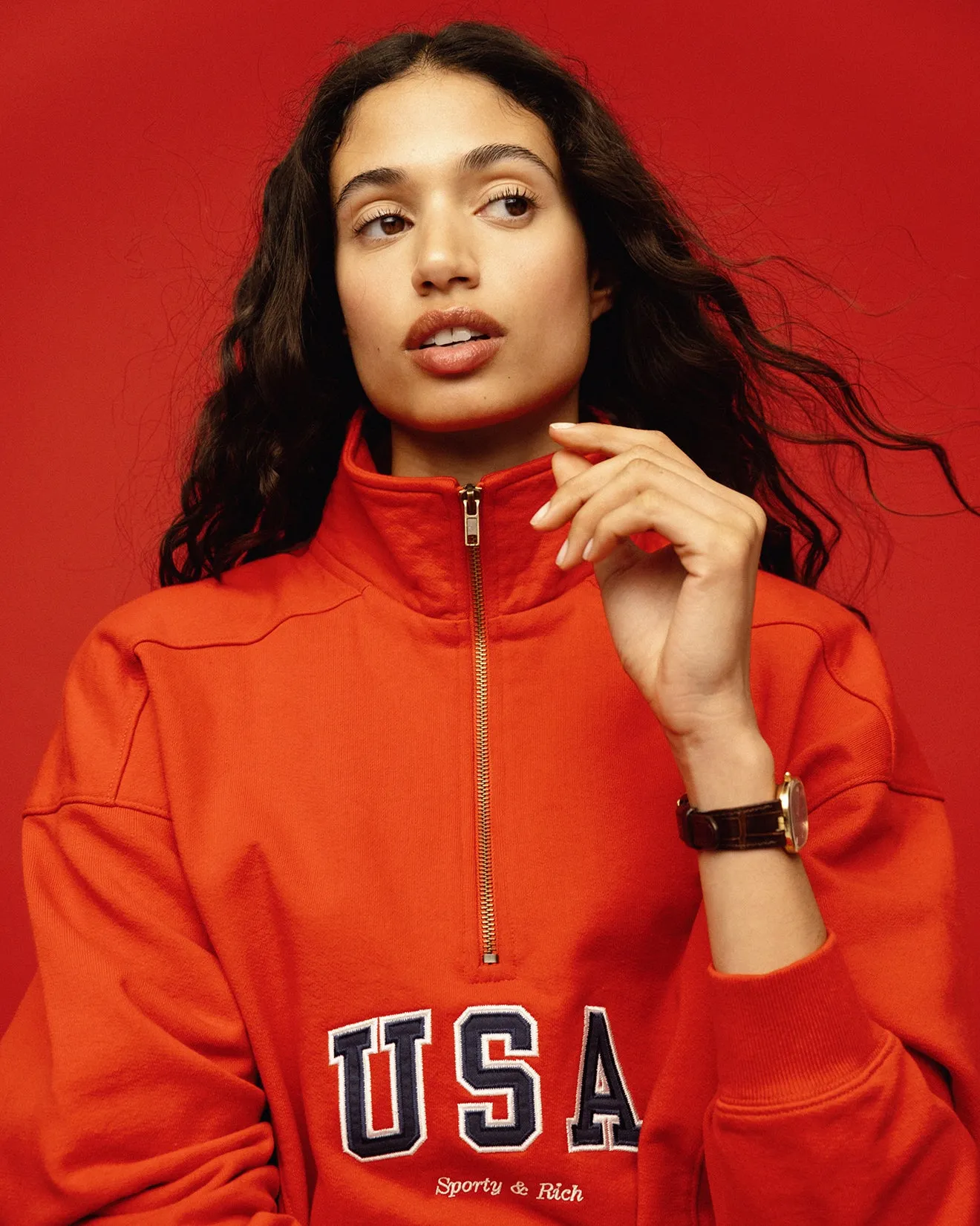 USA Quarter Zip - Sports Red/Navy/White