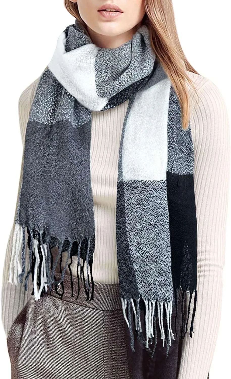 Womens Scarf Fashion Long Plaid Shawls